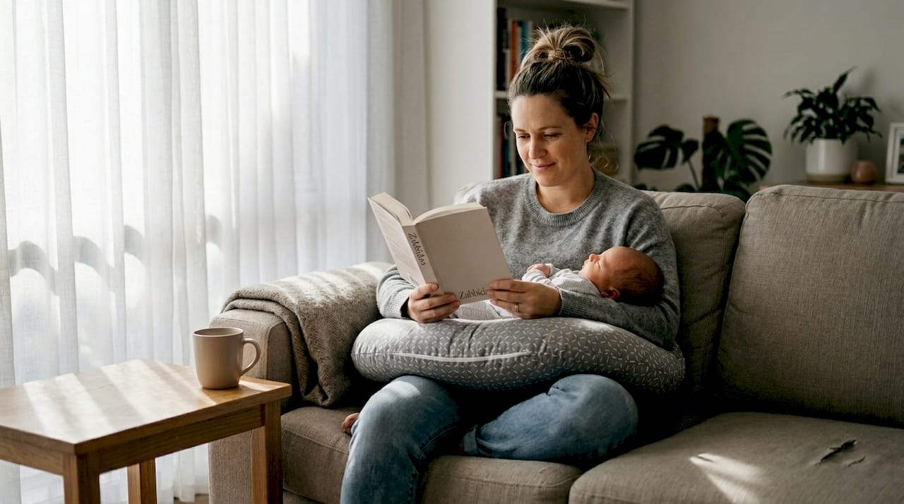 Mother using firm ergonomic nursing pillow