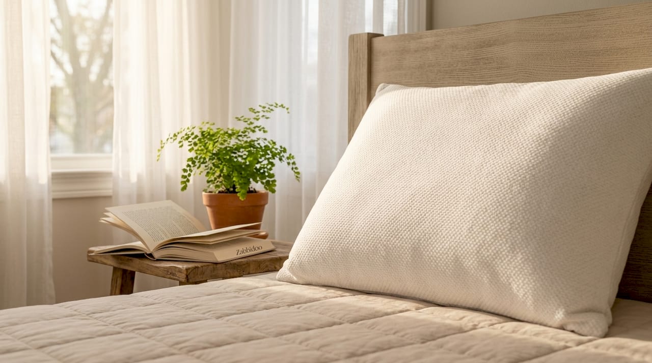 White breathable pillow on living room couch