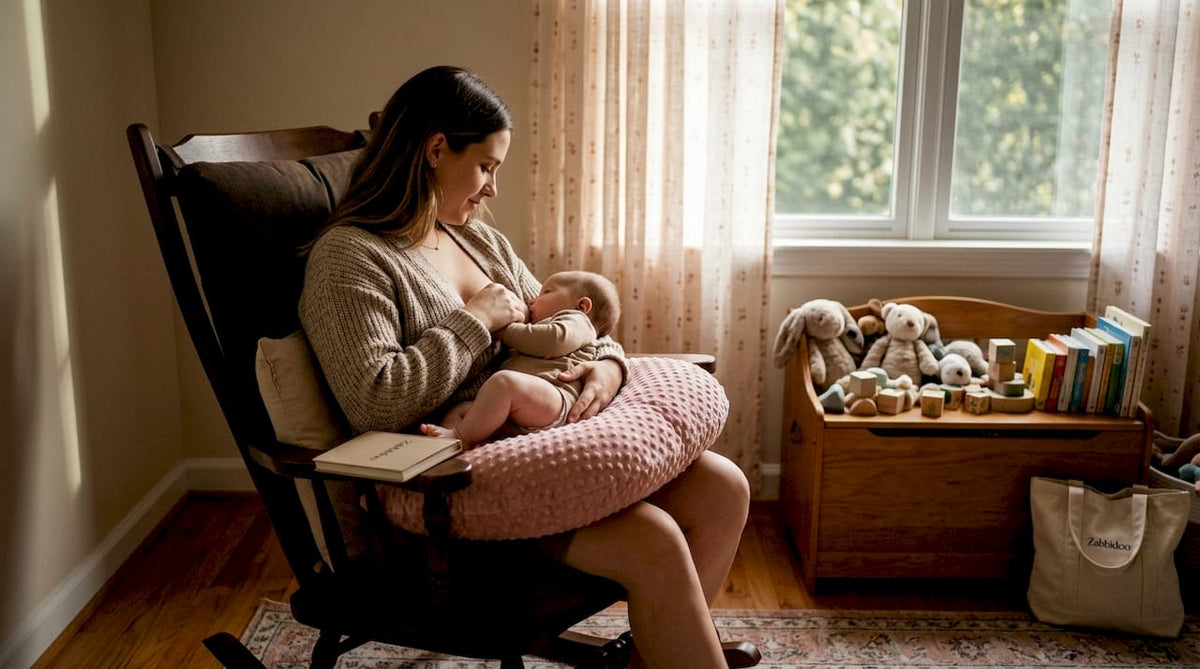 Mother breastfeeding baby with neck support