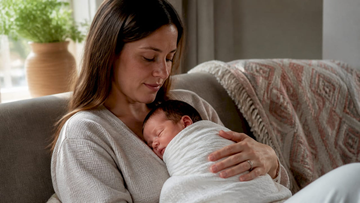 Mother nursing baby with ergonomic pillow