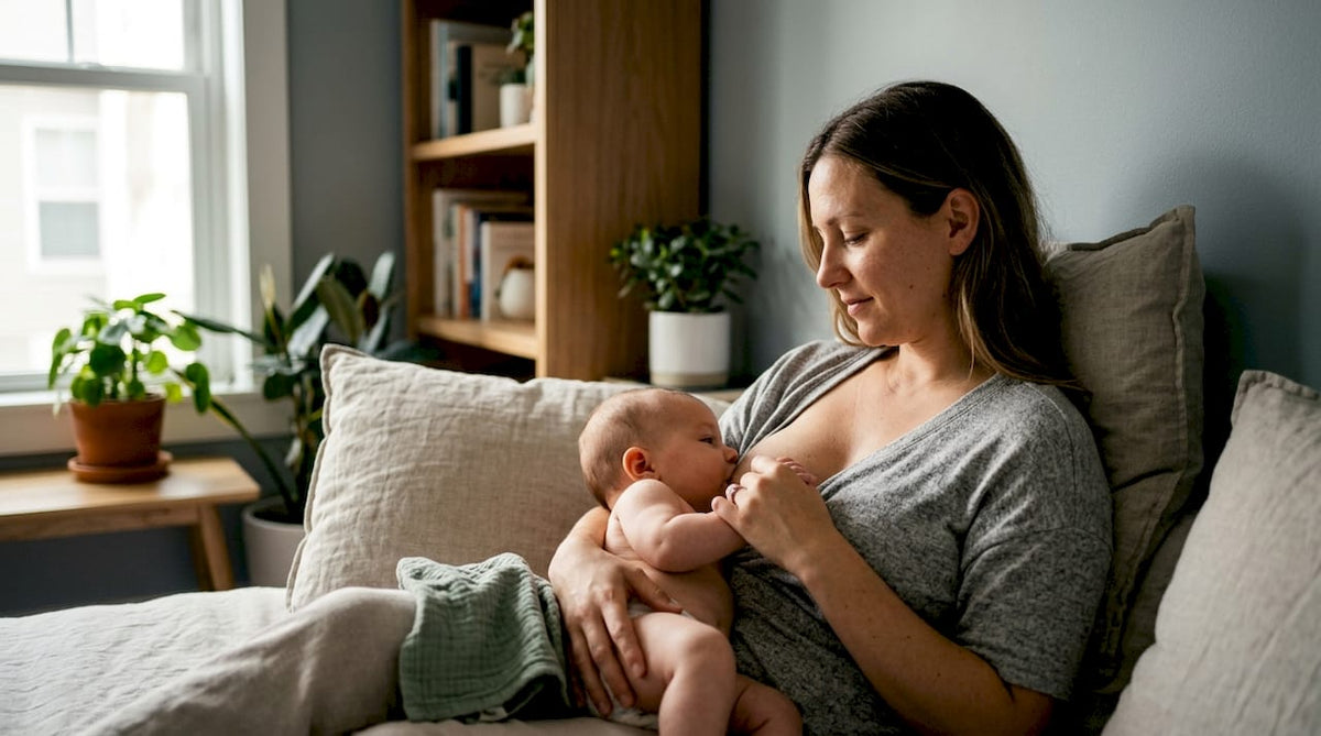 Mother using relaxed breastfeeding posture